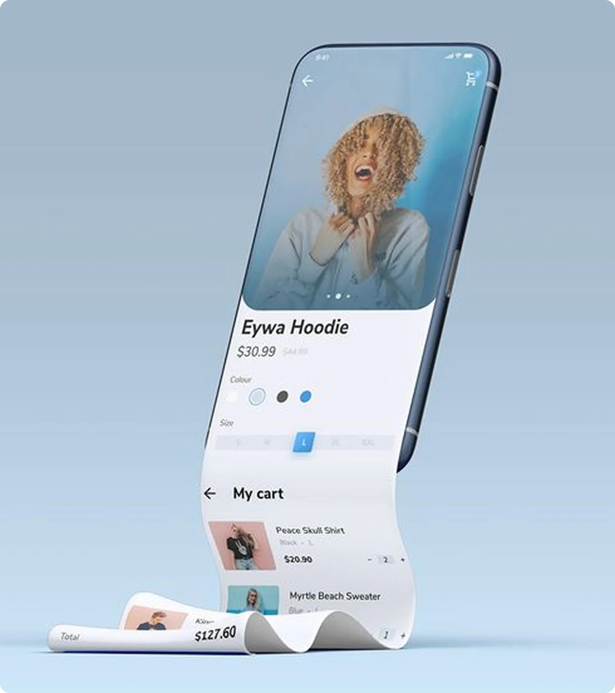 Mobile app development showing food delivery app interface
